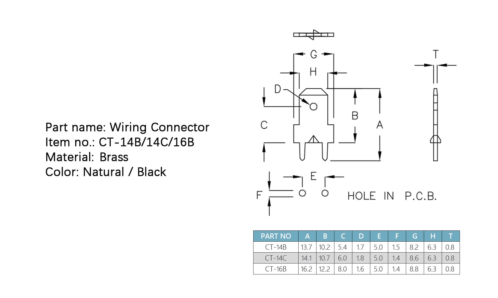 Wiring Connector CT-14B